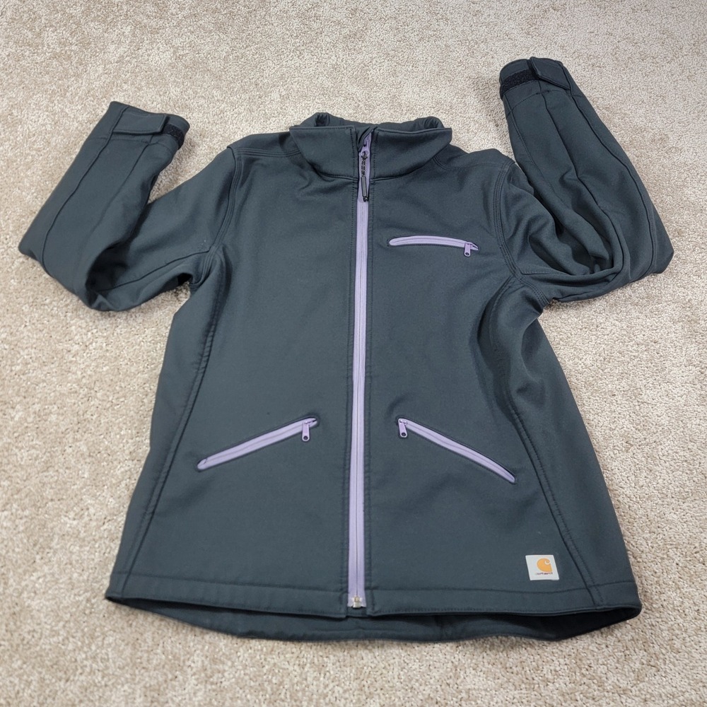Carhartt Women's Softshell Jacket Gray Purple Zip Front Full Zip Size Medium